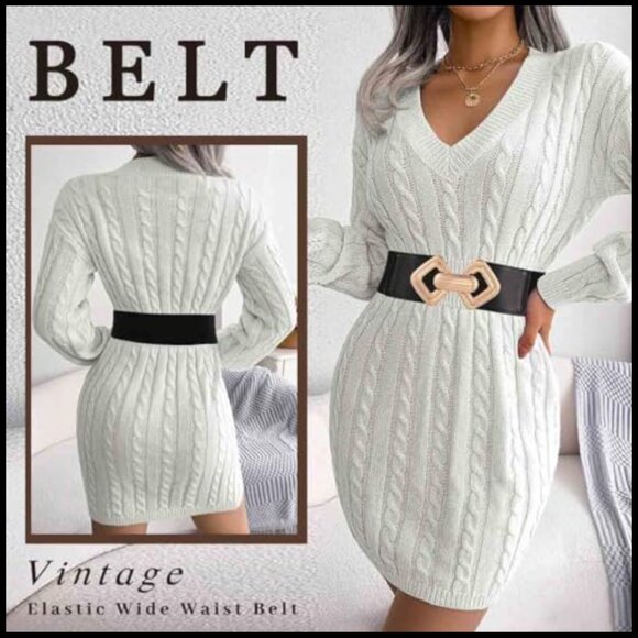 Wide Elastic Waist Belt Vintage Chic Elegant Dress Accessory Adjustable Fit main image 4